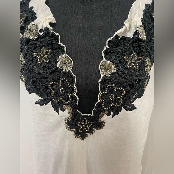 Pinko Top with Black, Gold & Silver Embroidery - Picture 2 of 14